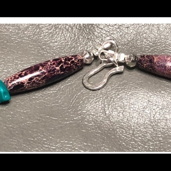 SQUASH BLOSSOM 18' Sterling Silver and Turquoise - Picture 3 of 3